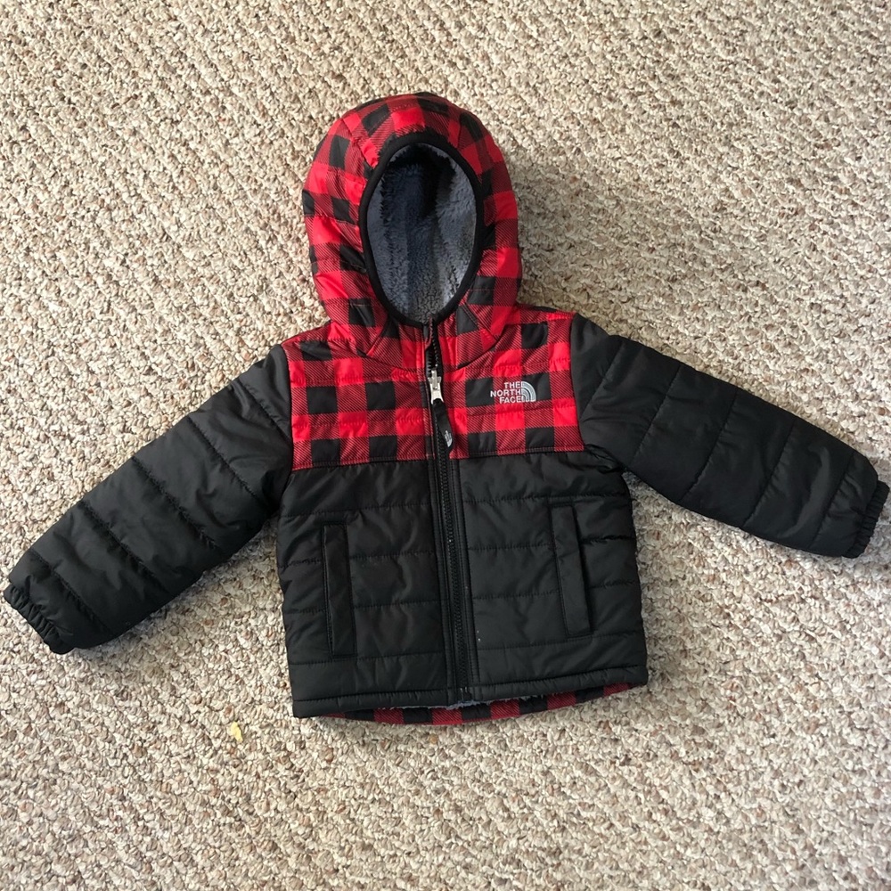 North face buffalo plaid reversible jacket